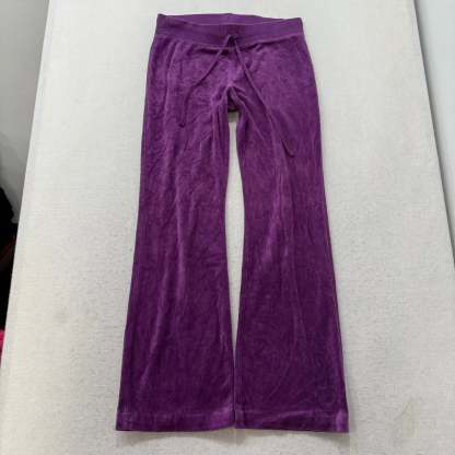 Juicy Couture Plum Velour Tracksuit Set Zip Up Hoodie & Flared Pants Y2K Size S-Coordom
