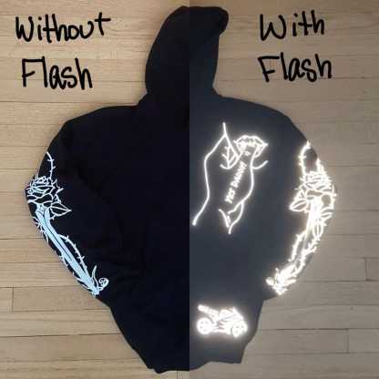Booktok Biker Hoodie, Reflective Design, Crafted in USA-Coordom