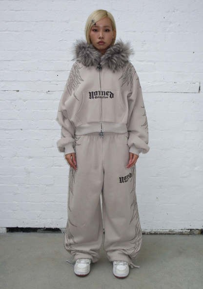 FALLEN STUDDED OVERSIZED SWEATPANTS BONE-Coordom