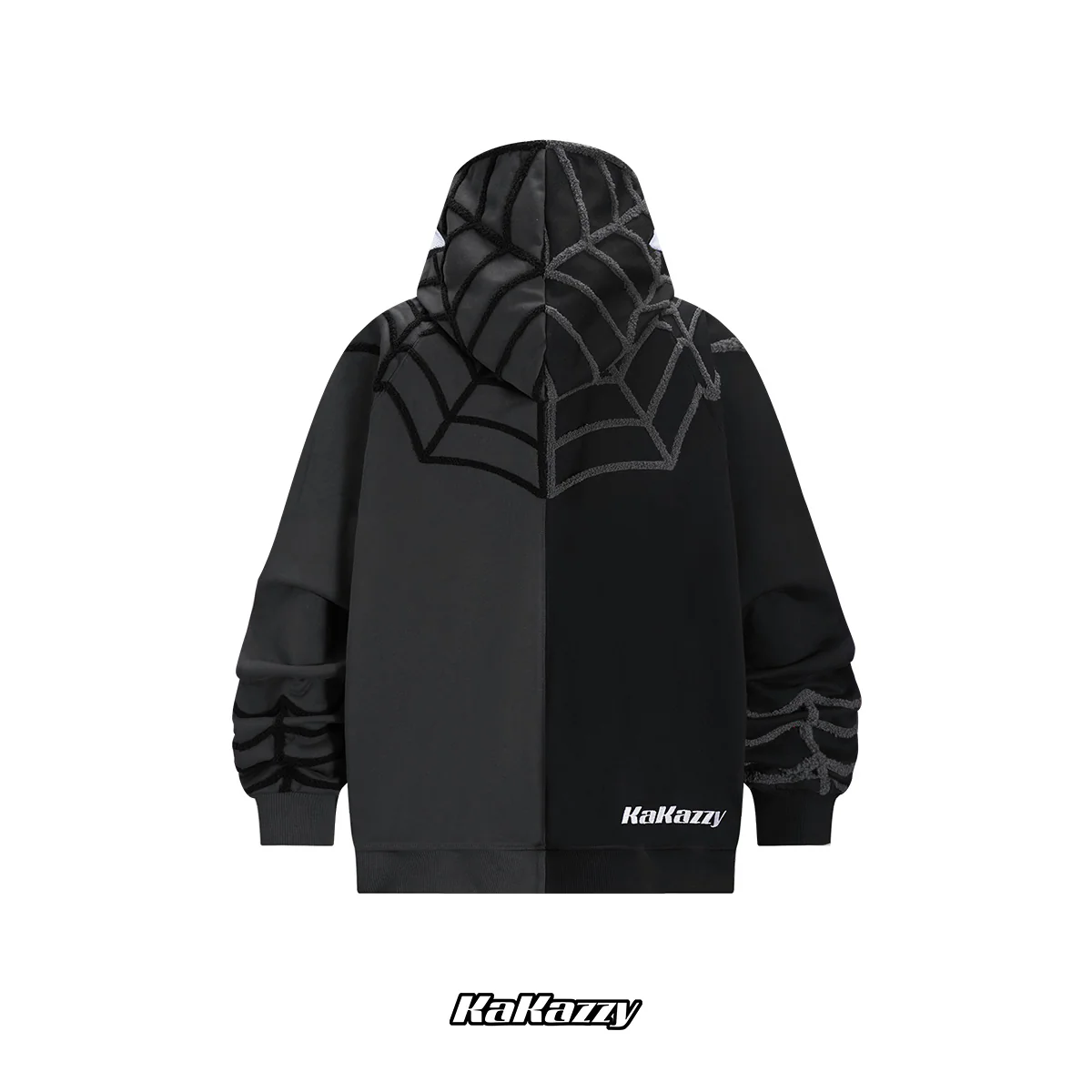 Street style Y2K pattern Full Zip Hoodie Black And DarkGray（Eyes Can See）-Coordom