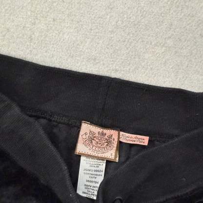Vintage Juicy Couture Women's Black Velour Flare Track Pants Drawstring Size S-Coordom