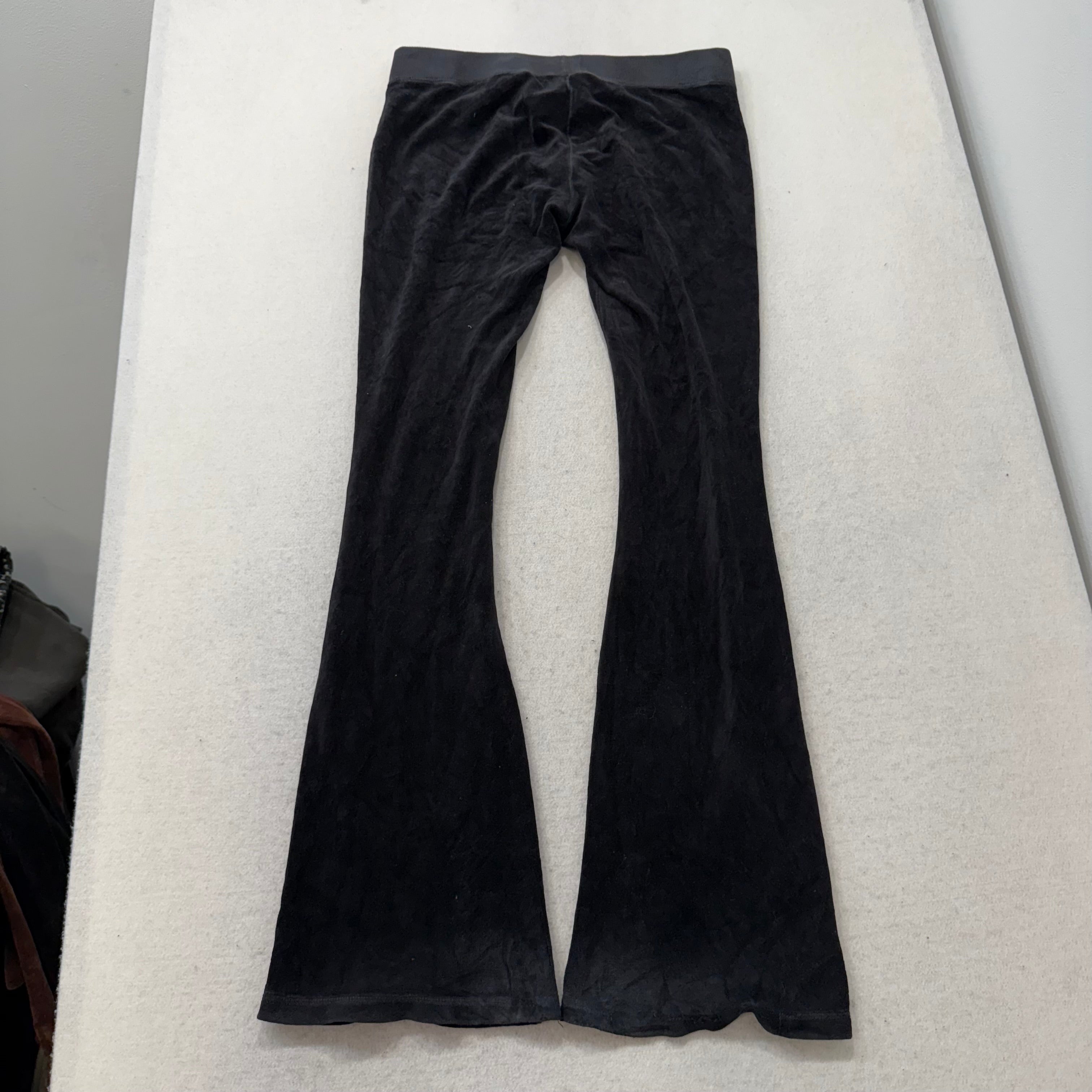 Vintage Juicy Couture Women's Black Velour Flared Track Pant Loungewear Size S-Coordom