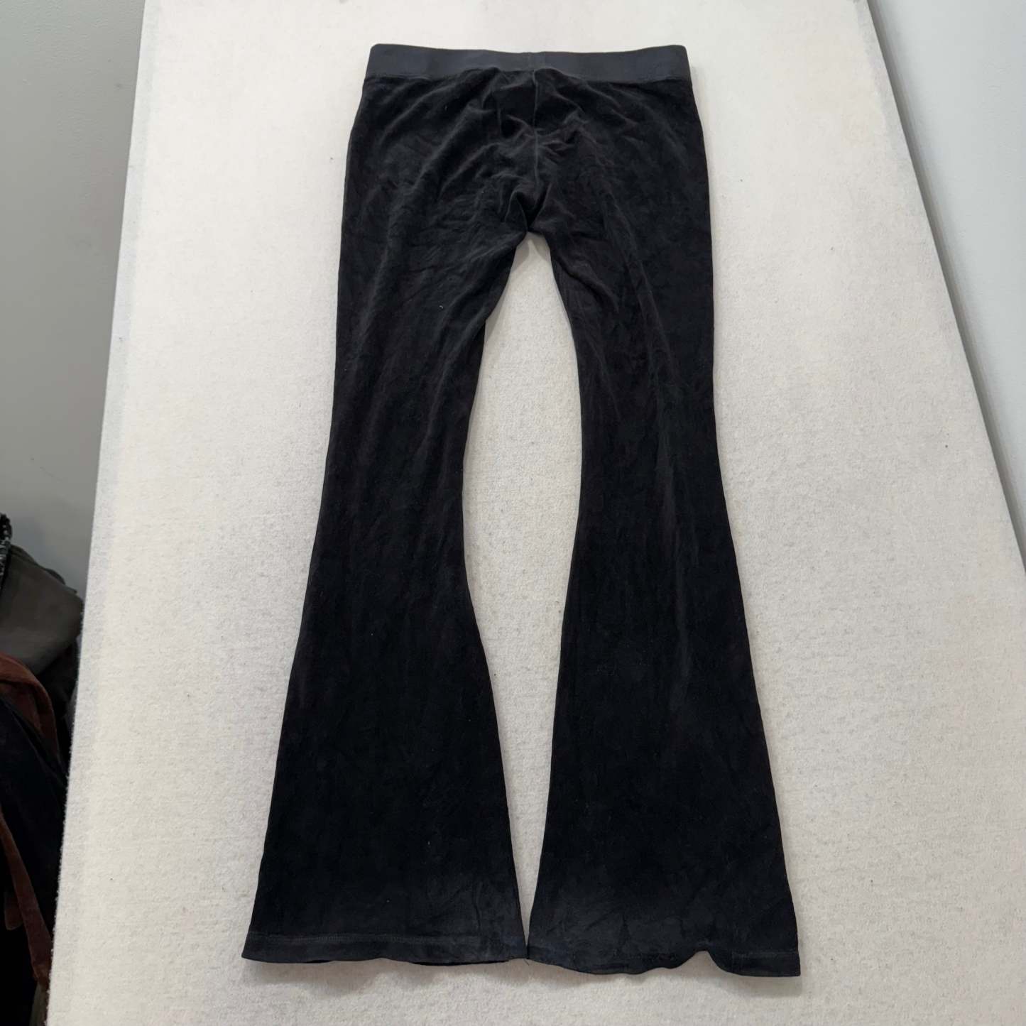 Vintage Juicy Couture Women's Black Velour Flared Track Pant Loungewear Size S-Coordom