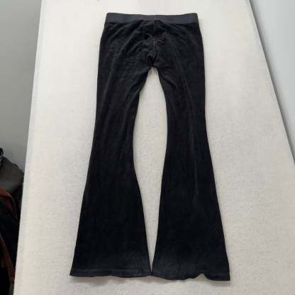 Vintage Juicy Couture Women's Black Velour Flared Track Pant Loungewear Size S-Coordom