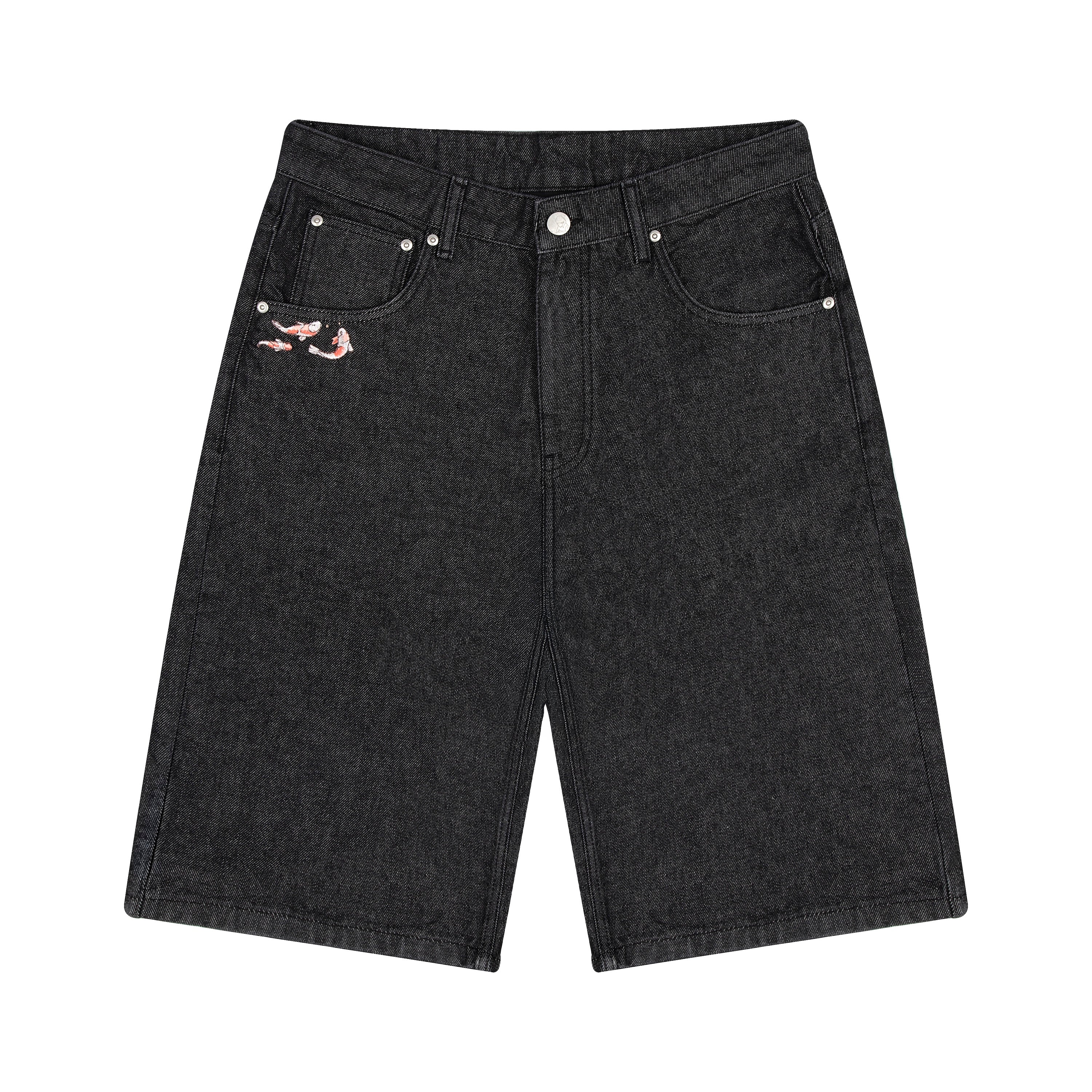 "koi fish v2" Jorts raw black-Coordom