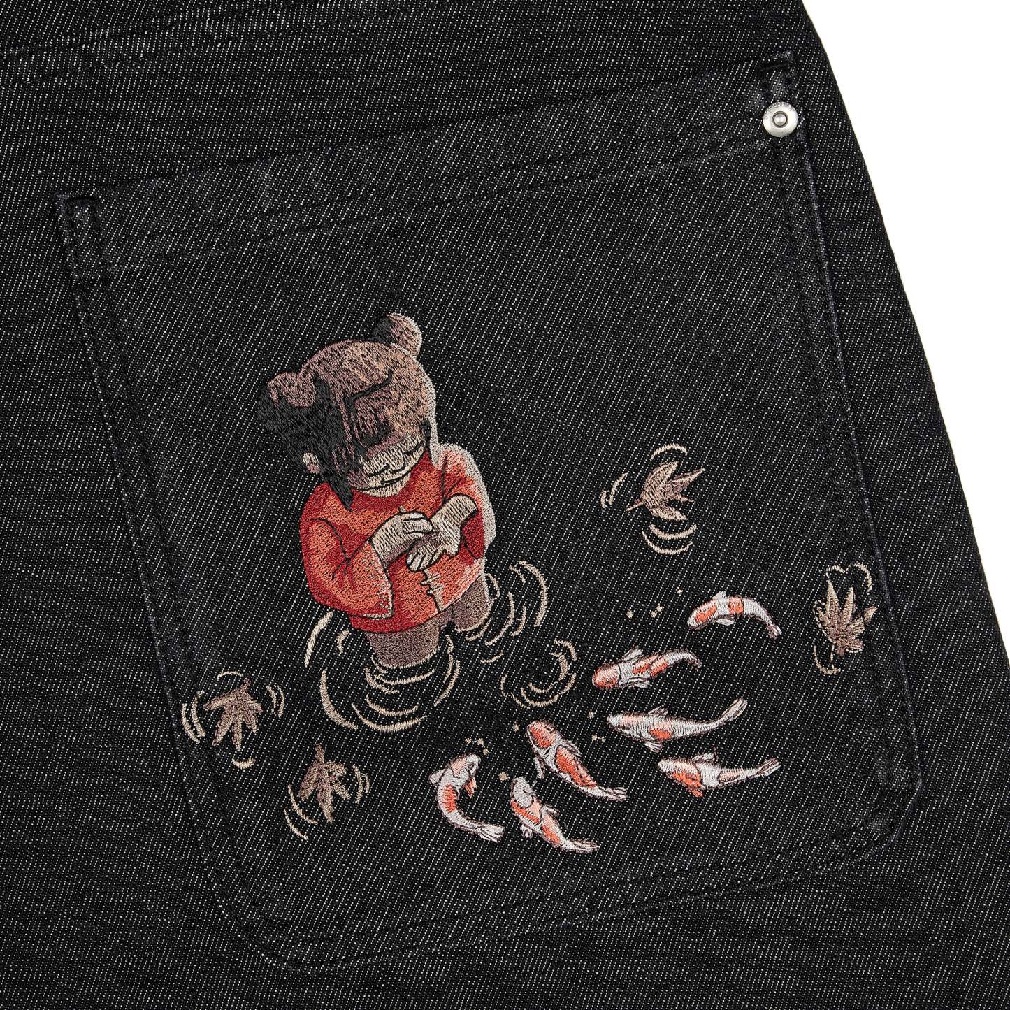 "koi fish v2" Jorts raw black-Coordom