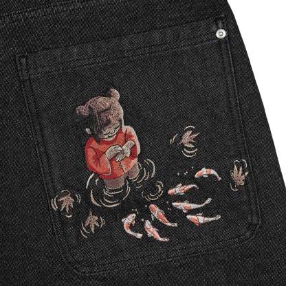 "koi fish v2" Jorts raw black-Coordom