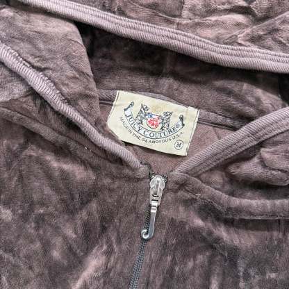2003 Vintage Juicy Couture Scottie Dogs Womens Brown Velour Zip-Up Hoodie Size M-Coordom