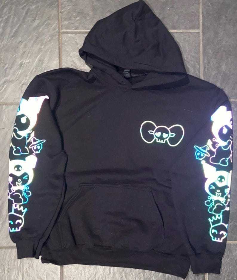 Kuro Mi Rainbow Reflective Hoodie - loose fit unisex nighttime essential riding pullover-Coordom