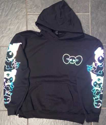 Kuro Mi Rainbow Reflective Hoodie - loose fit unisex nighttime essential riding pullover-Coordom