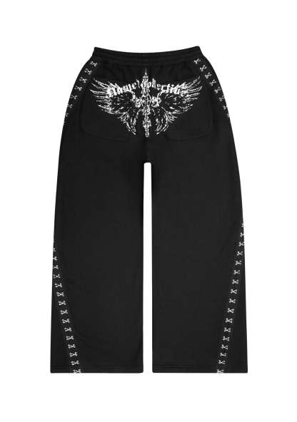 FALLEN HOOK AND EYE OVERSIZED SWEATPANTS BLACK-Coordom