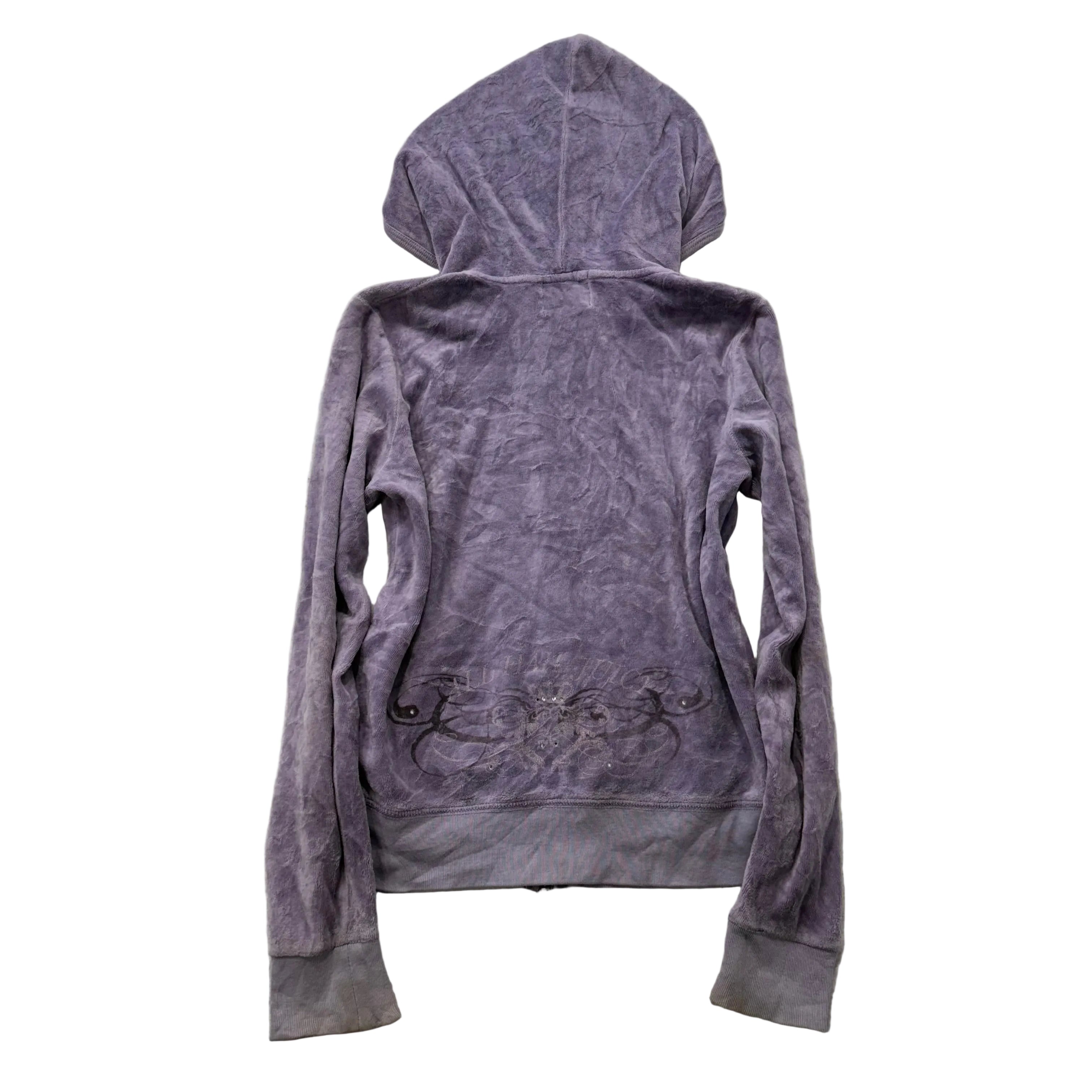 Juicy Couture All Hail Juicy Women's Lavender Velour Zip-Up Hoodie Y2k Size 12-Coordom
