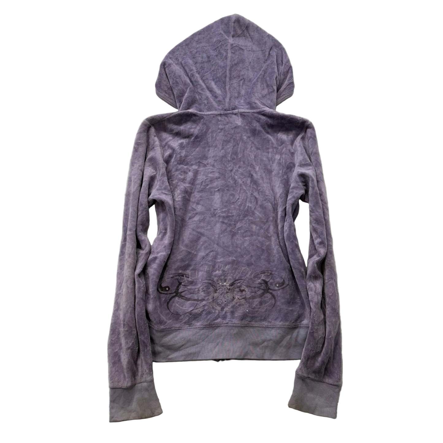 Juicy Couture All Hail Juicy Women's Lavender Velour Zip-Up Hoodie Y2k Size 12-Coordom