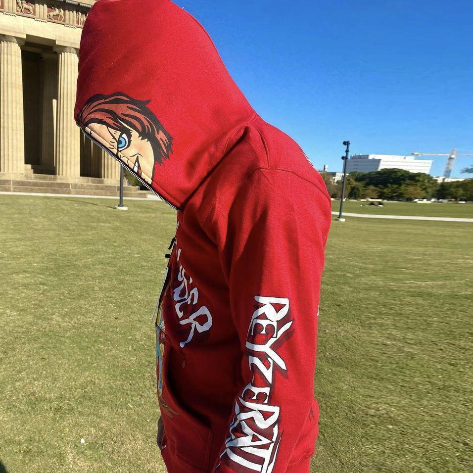 Street style printed long-sleeved zipper sweatshirt jacket-Coordom