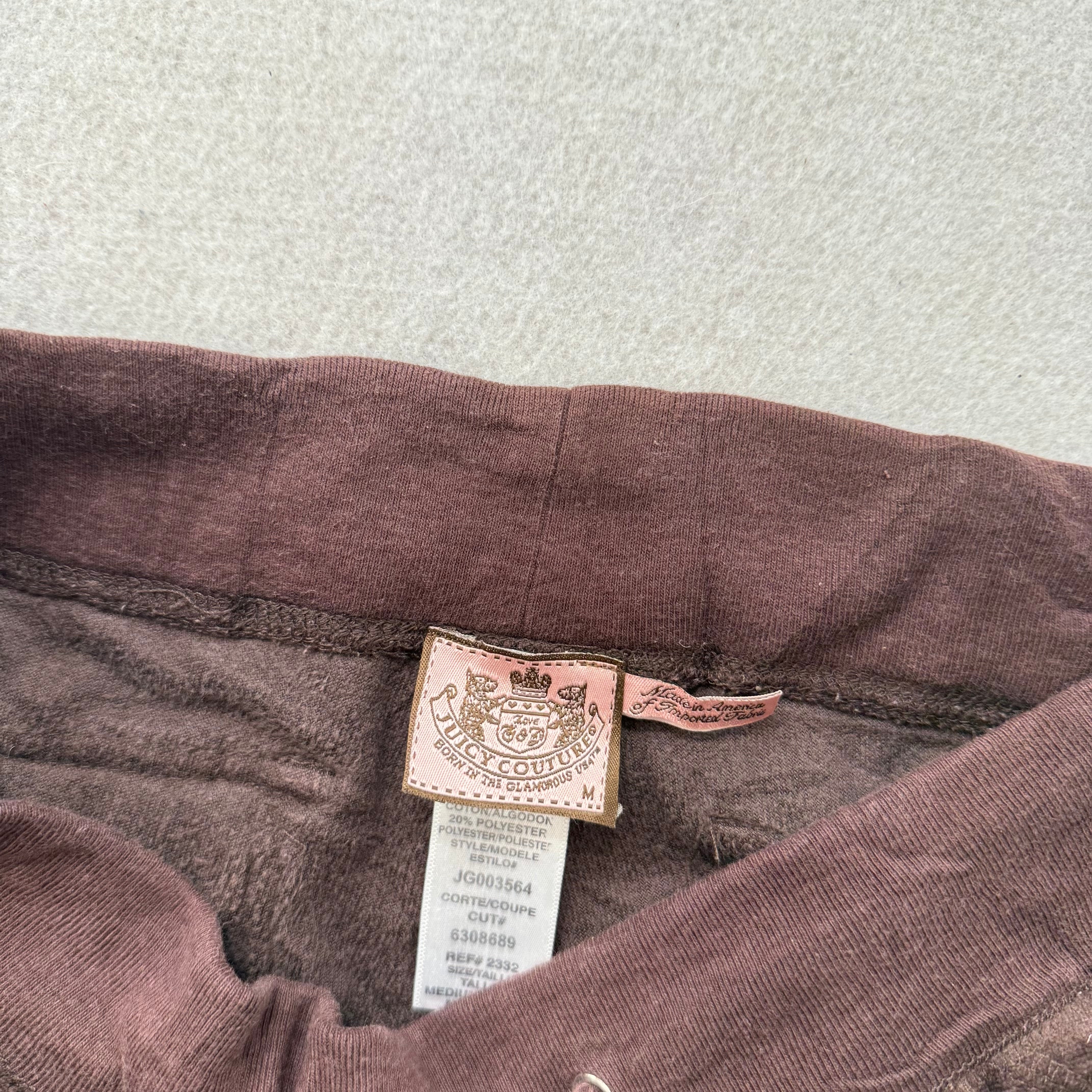 Juicy Couture Women's Brown Velour Flared Track Pant Back Snap Pockets Size M-Coordom
