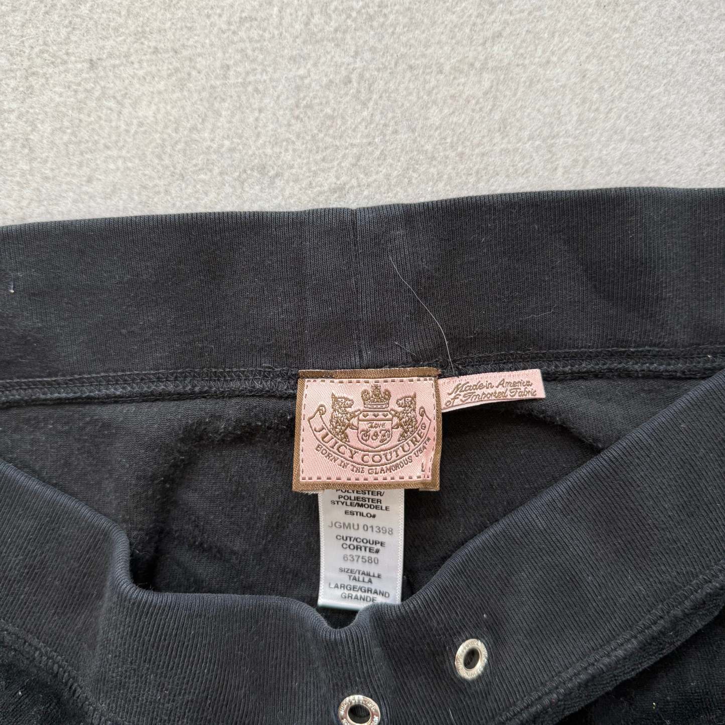 Vintage Juicy Couture Women's Black Velour Flared Track Pants Crown Logo Size L-Coordom
