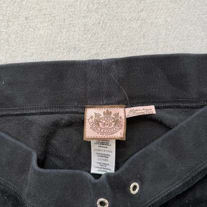 Vintage Juicy Couture Women's Black Velour Flared Track Pants Crown Logo Size L-Coordom