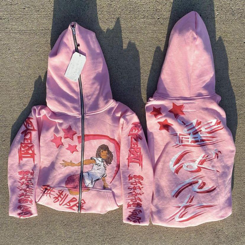 Fashion street style personality zipper hoodie-Coordom