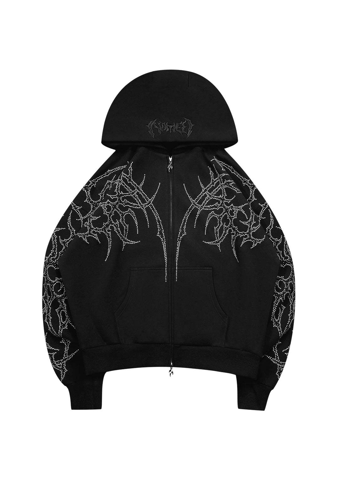 HAUNT STUDDED ZIP HOODIE BLACK-Coordom
