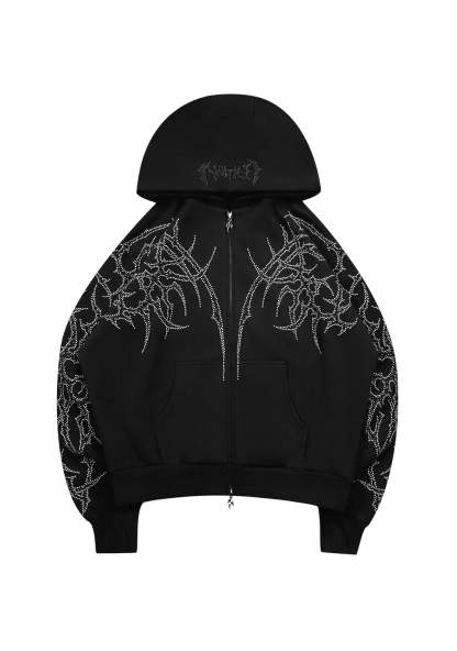 HAUNT STUDDED ZIP HOODIE BLACK-Coordom