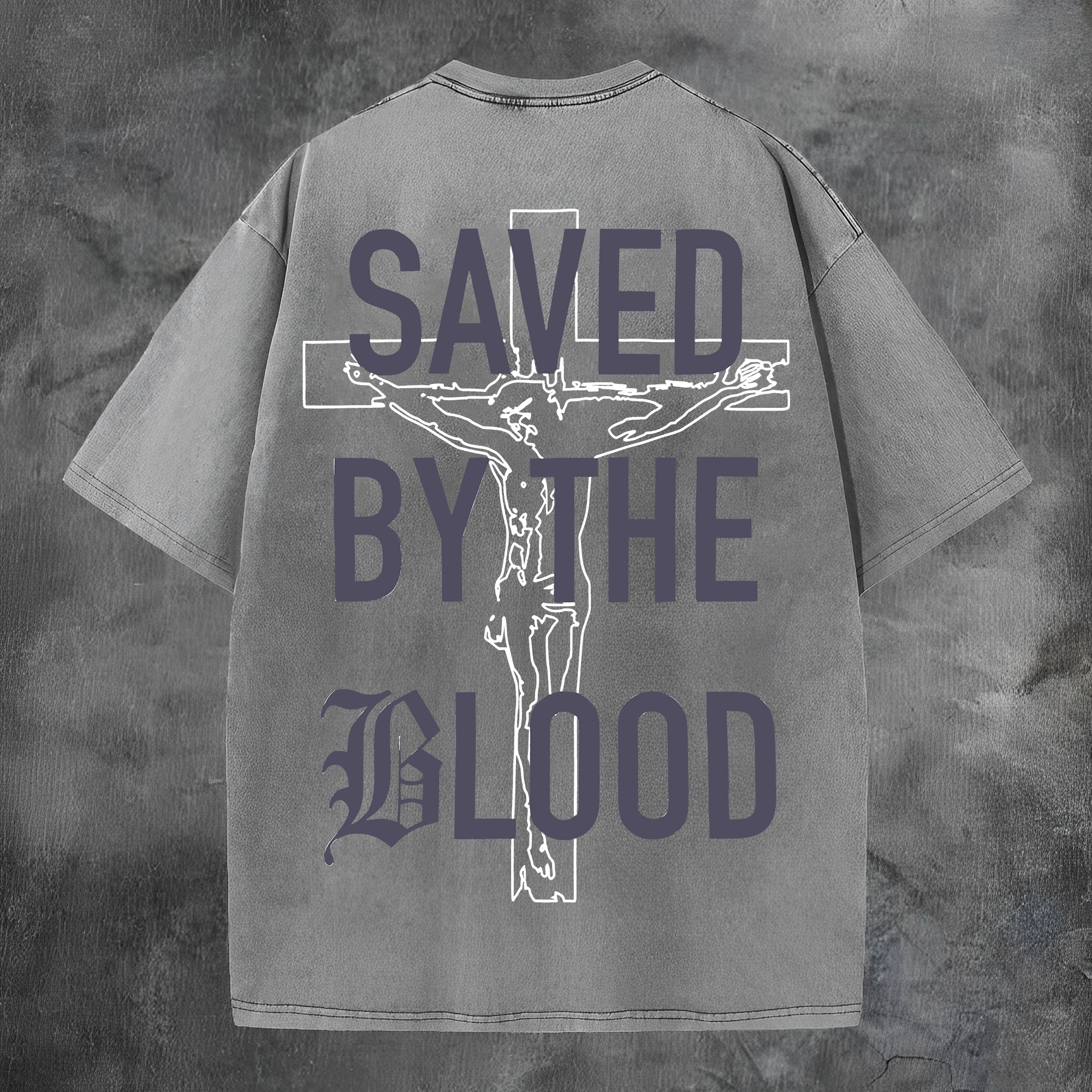 Saved By The Blood Printed Men's Washed Tee-Coordom