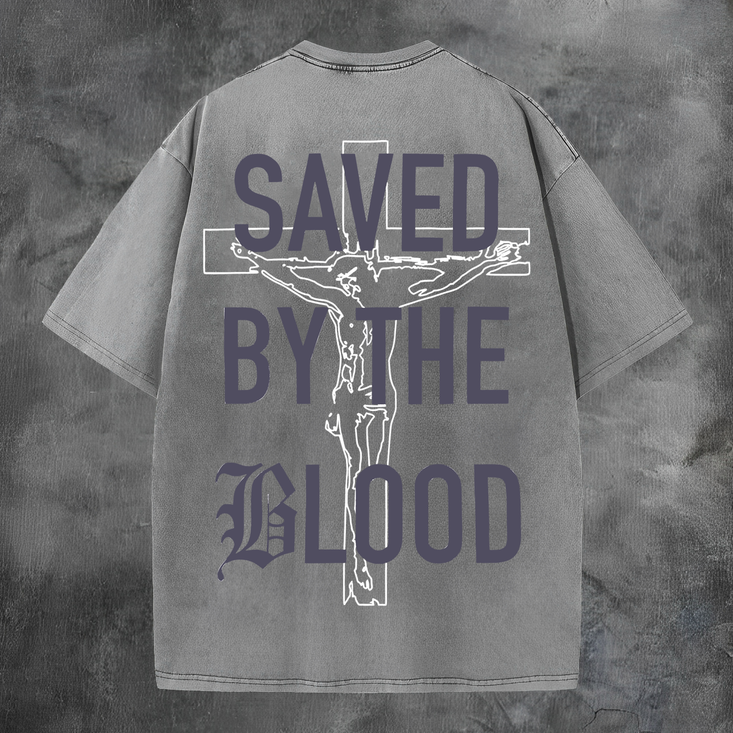 Saved By The Blood Printed Men's Washed Tee-Coordom