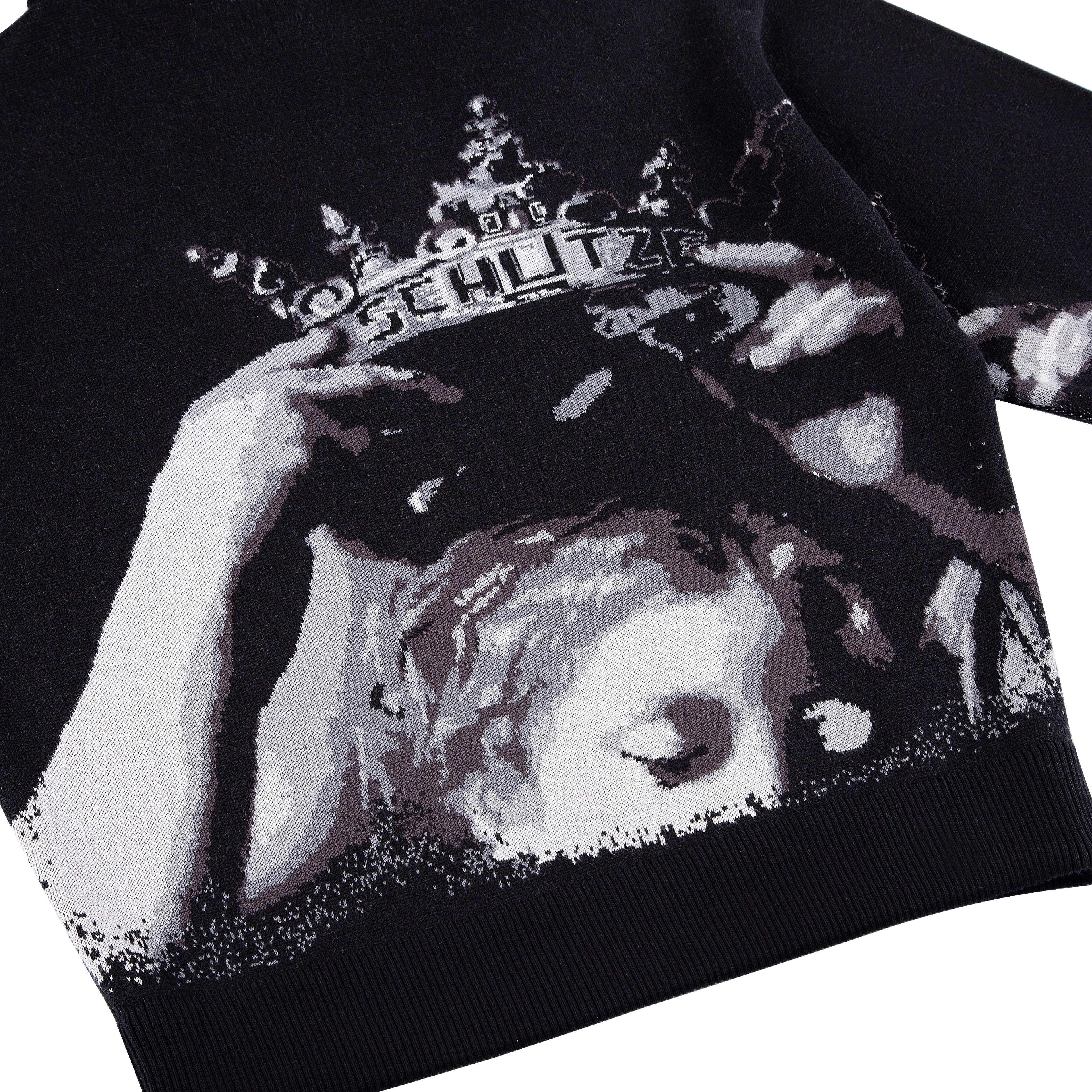 "awakening" knit Hoodie black-Coordom