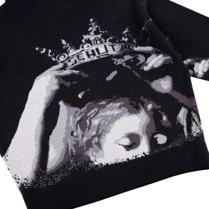"awakening" knit Hoodie black-Coordom
