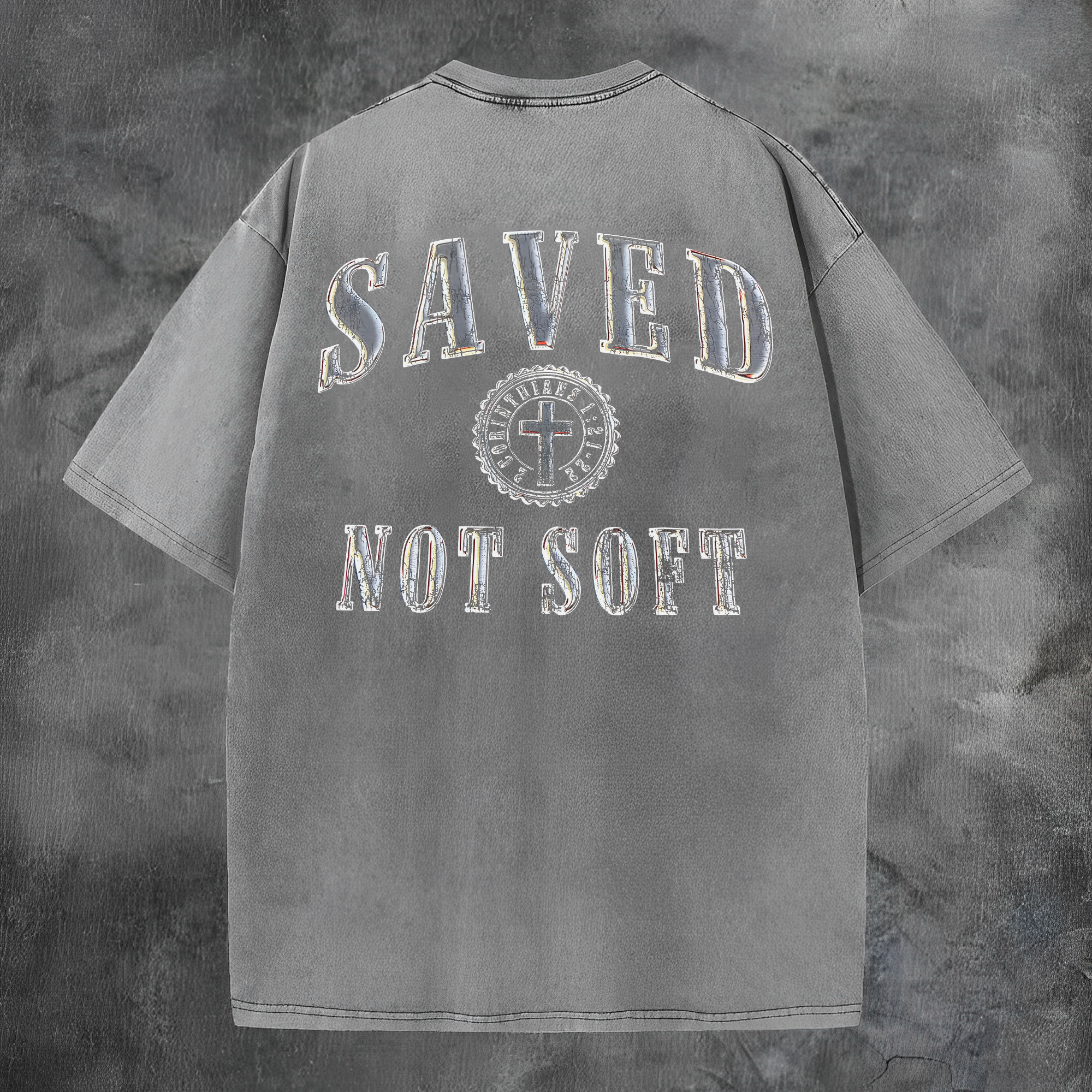 Saved Not Soff Printed Men's Washed Tee-Coordom