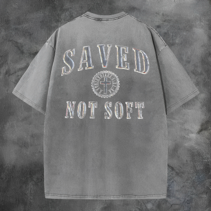 Saved Not Soff Printed Men's Washed Tee-Coordom