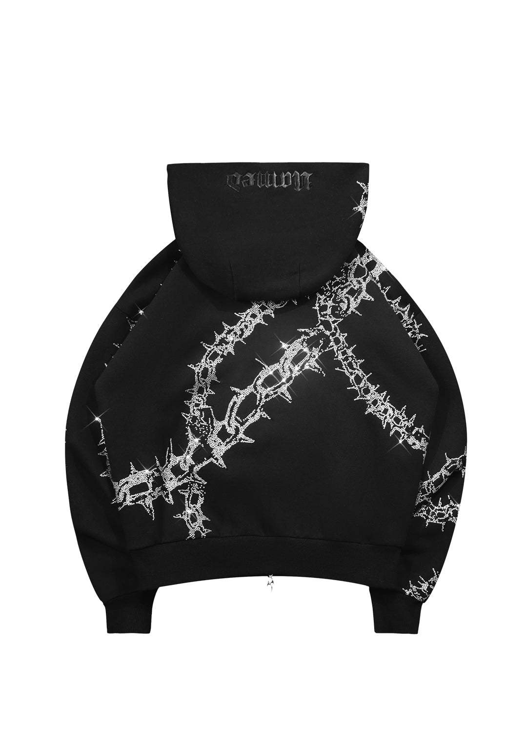  RHINESTONE ZIP HOODIE BLACK-Coordom