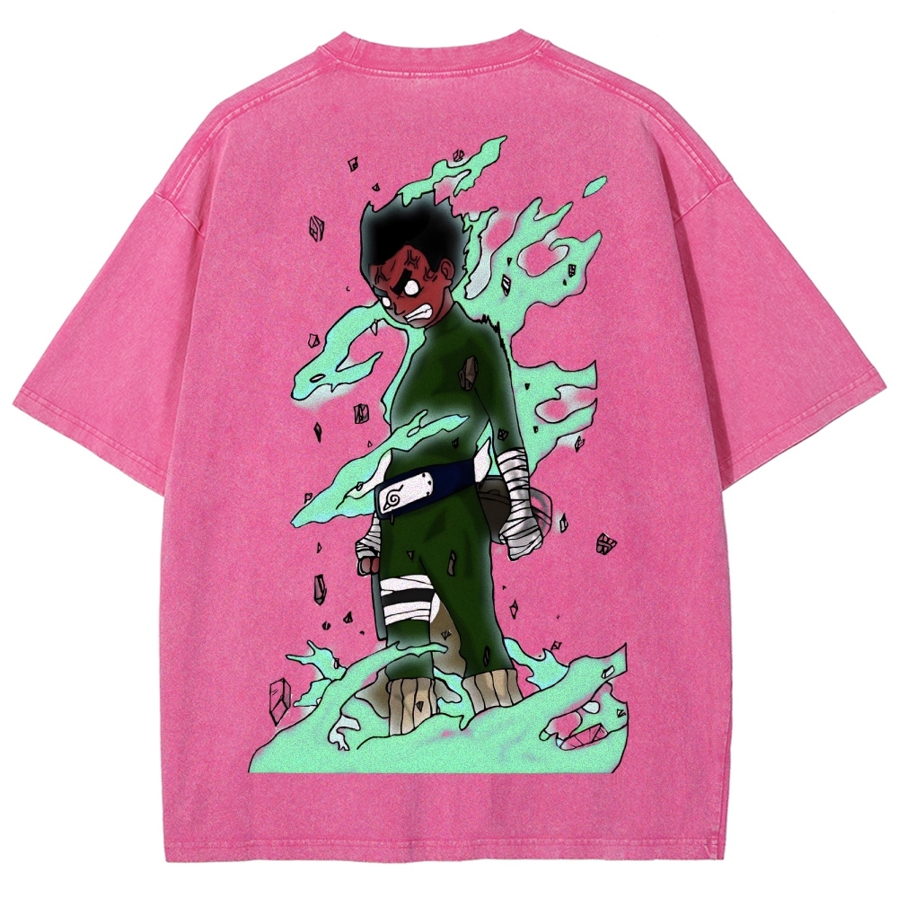 Naruto Rock Lee Unisex Fit Washed T-Shirt 2504005187-Coordom