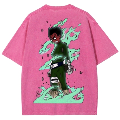 Naruto Rock Lee Unisex Fit Washed T-Shirt 2504005187-Coordom