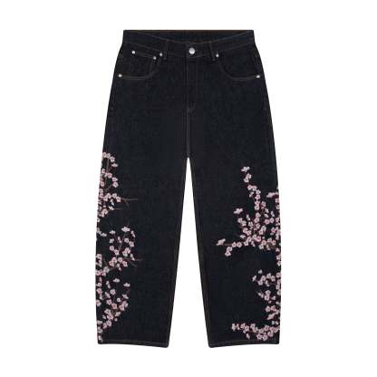 Blossom V3 Indigo Raw Denim Jeans | Vintage Streetwear Baggy Pants-Coordom