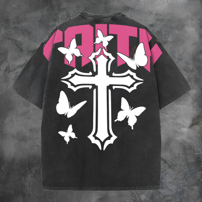 Faith Printed Men's Washed Tee-Coordom