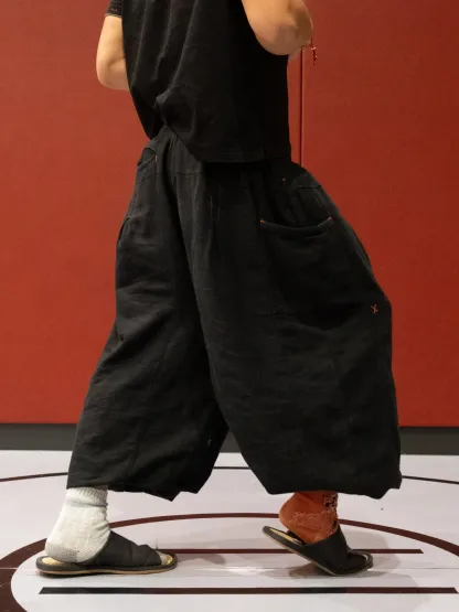 FLAX PLEATED WIDELEG PANTS-Coordom