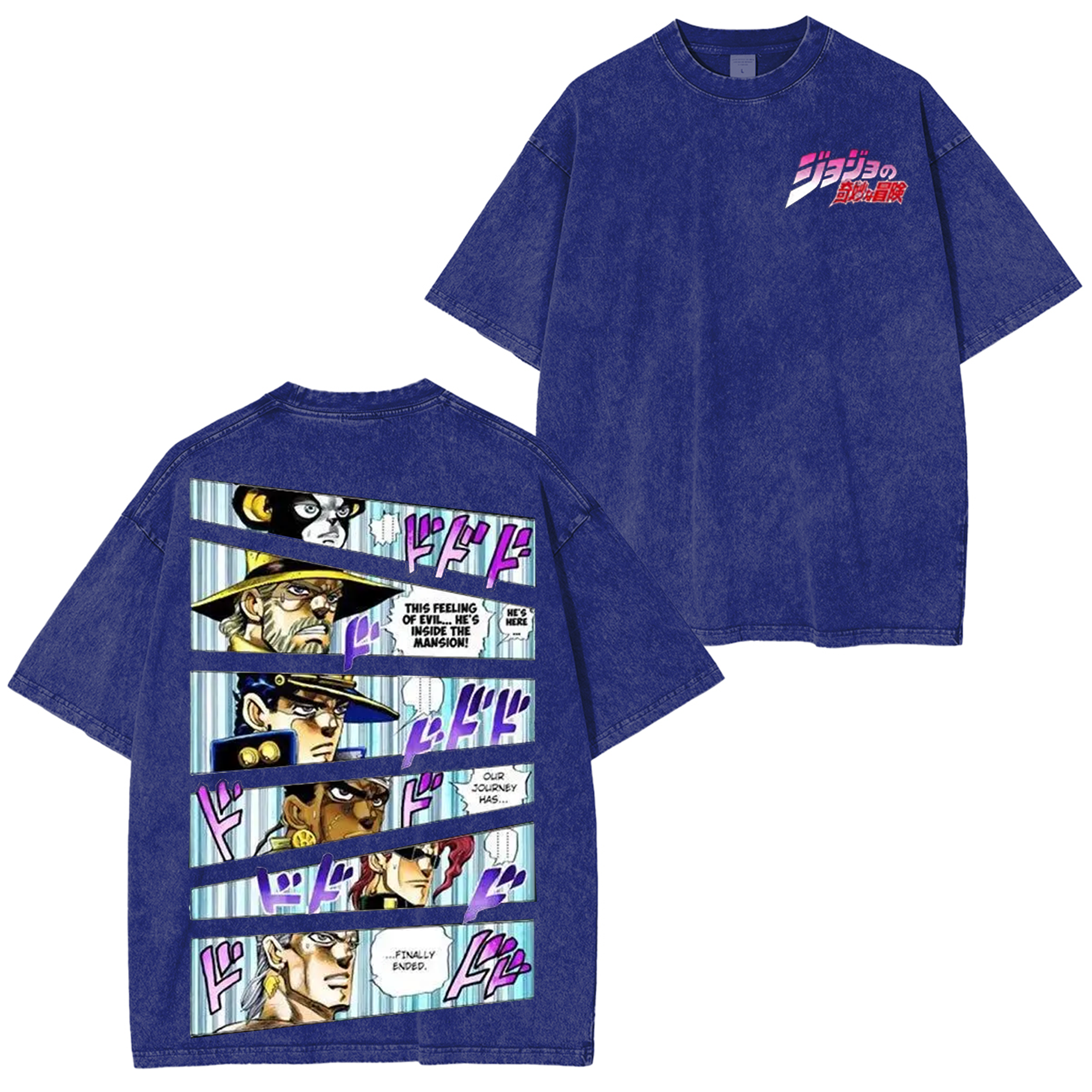 Japanese Anime Jojo Bizarre Adventure Vintage Unisex Washed T-Shirt-Coordom