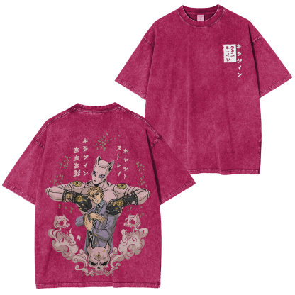 JoJo's Bizarre Adventure Kira Stand Graphic Vintage Unisex Washed T-Shirt-Coordom