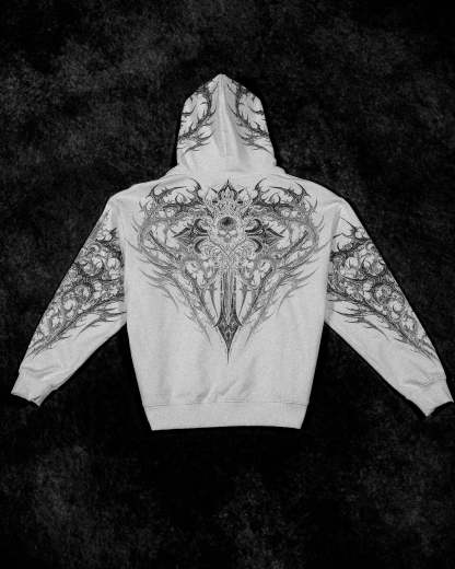 Heavenly Knight Oversized Zip-up Hoodie [DIVINE WHITE]-Coordom