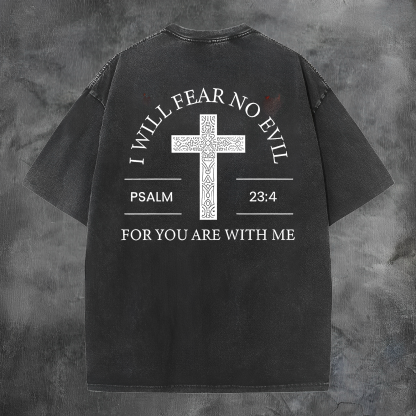 I Will Fear No Evil Printed Men's Washed Tee-Coordom