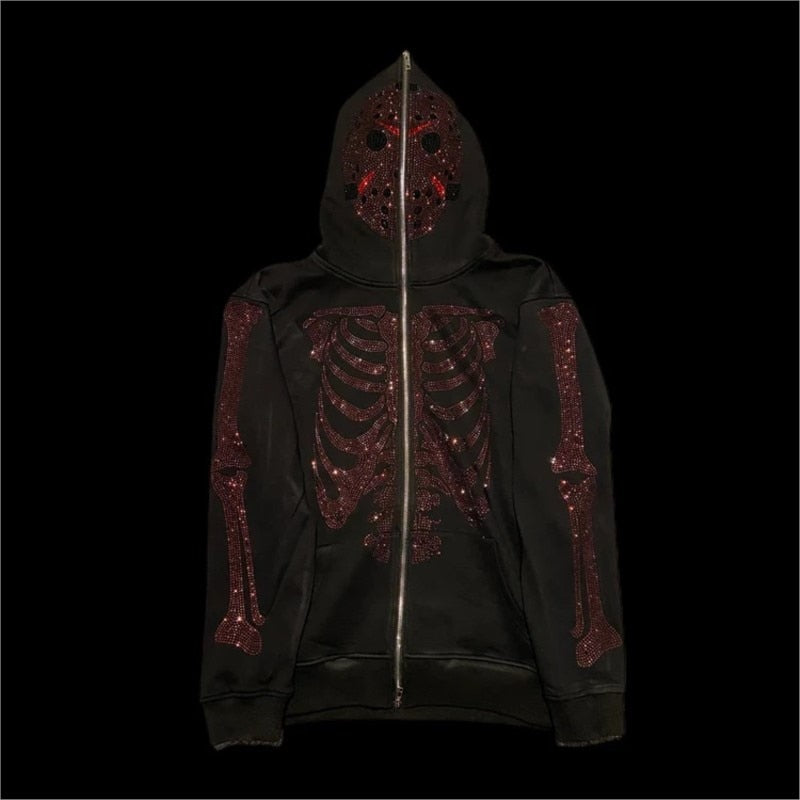 Rhinestone Skull Sweatshirt-Coordom