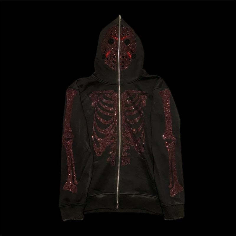 Rhinestone Skull Sweatshirt-Coordom