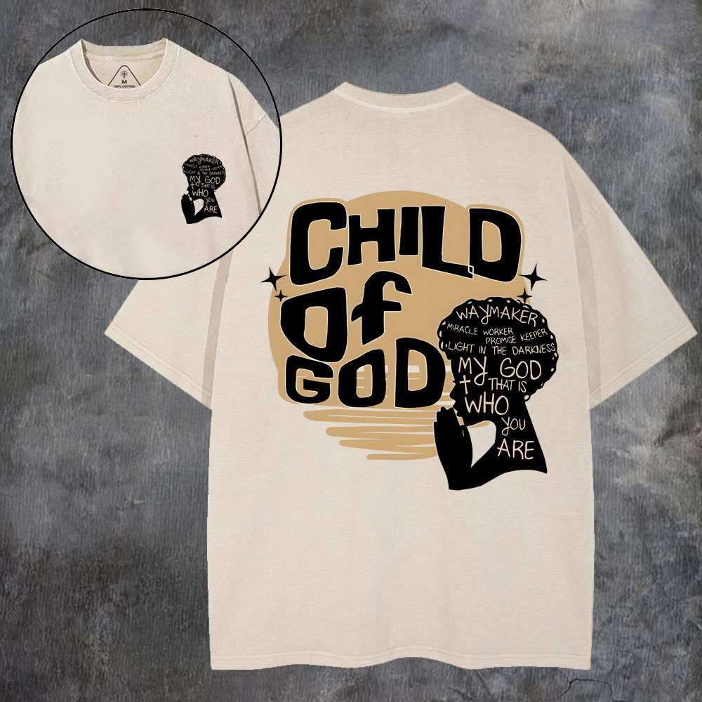 Child Of God Printed Men's Washed Tee-Coordom