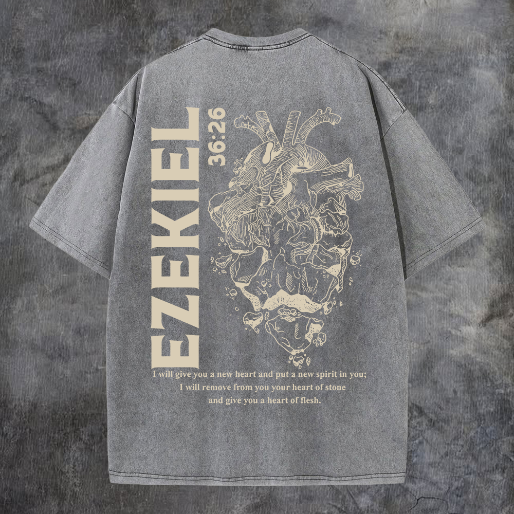 Ezekiel 36:26 Washed T-shirt-Coordom