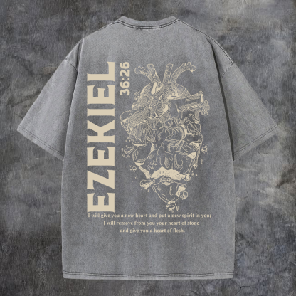 Ezekiel 36:26 Washed T-shirt-Coordom