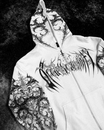 Heavenly Knight Oversized Zip-up Hoodie [DIVINE WHITE]-Coordom