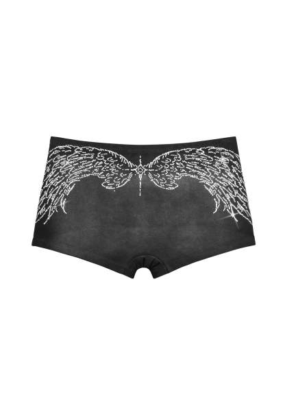FALLEN RHINESTONE MICRO HOTPANT SHORTS WASHED BLACK-Coordom