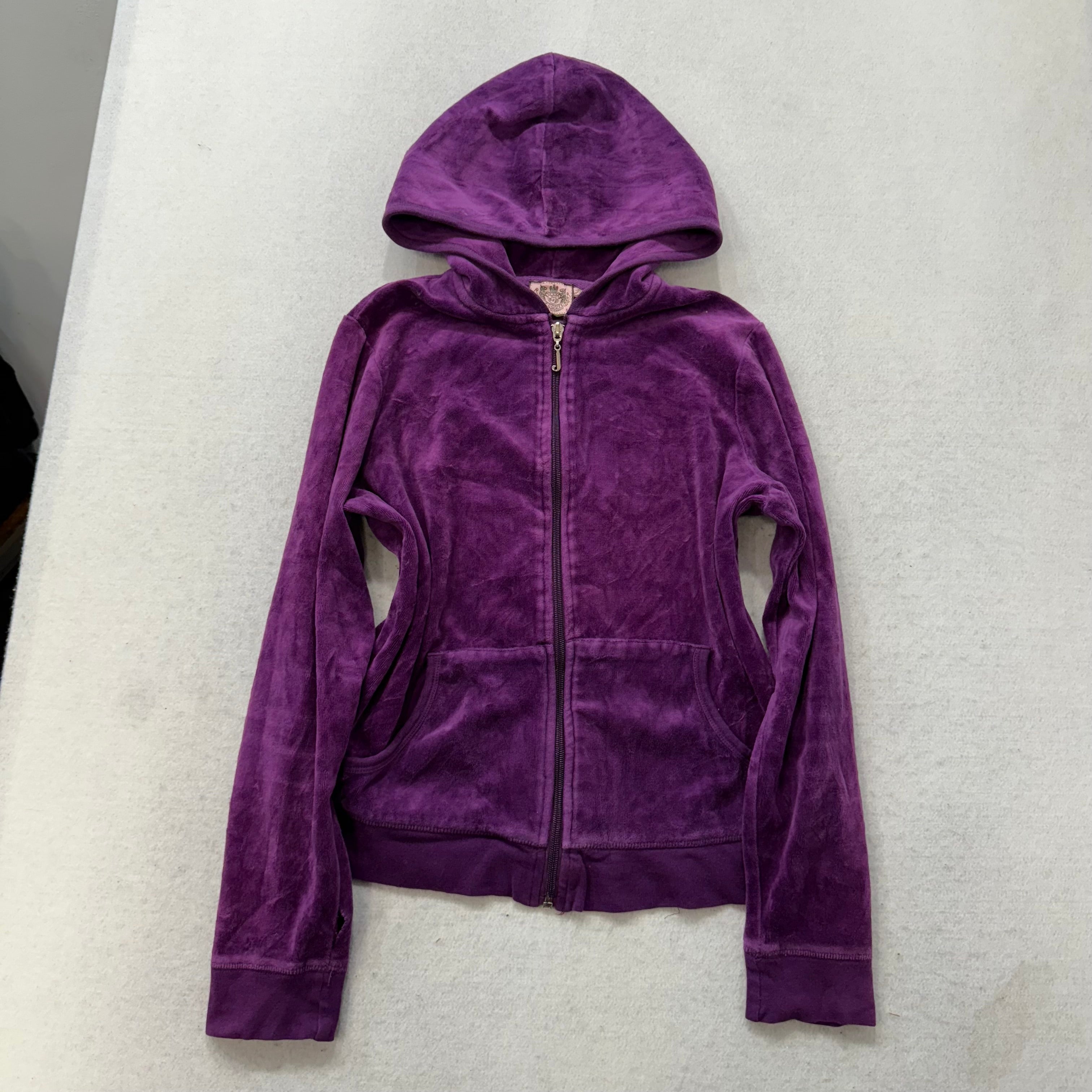 Juicy Couture Plum Velour Tracksuit Set Zip Up Hoodie & Flared Pants Y2K Size S-Coordom