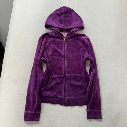 Juicy Couture Plum Velour Tracksuit Set Zip Up Hoodie & Flared Pants Y2K Size S-Coordom
