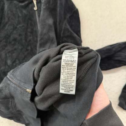 Juicy Couture Black Velour Tracksuit Set Zip Up Hoodie & Flared Pants Y2K Size M-Coordom